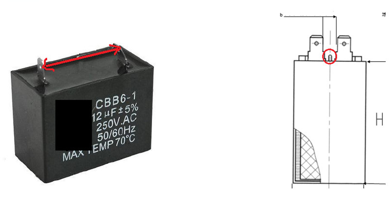 额定电压250VAC的电容，，，端子间空气间隙需要大于6.4mm，，，外貌爬电距离需大于9.5mm。。。。。